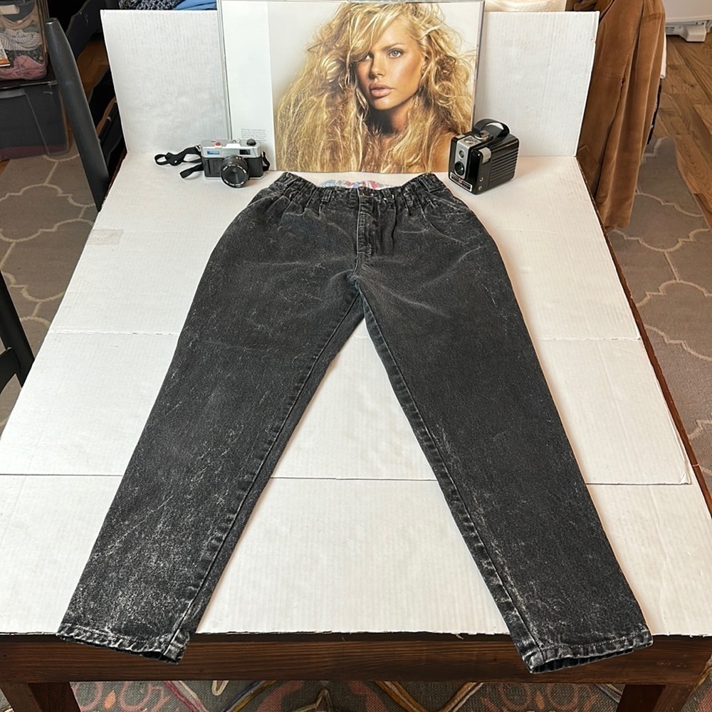 90s Vintage Sergio JeansHigh Rise Tapered Elastic Waist · Faded Black Acid Wash